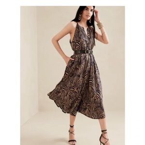 NWT Banana Republic Brown and Navy Linen Dress